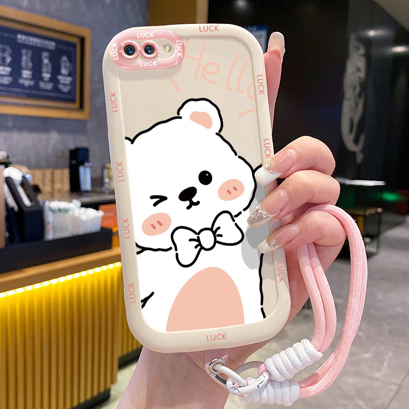 Ốp Lưng OPPO A5 A3s A12E Realme C1 Case Gấu Dễ thương Với Lanyard
