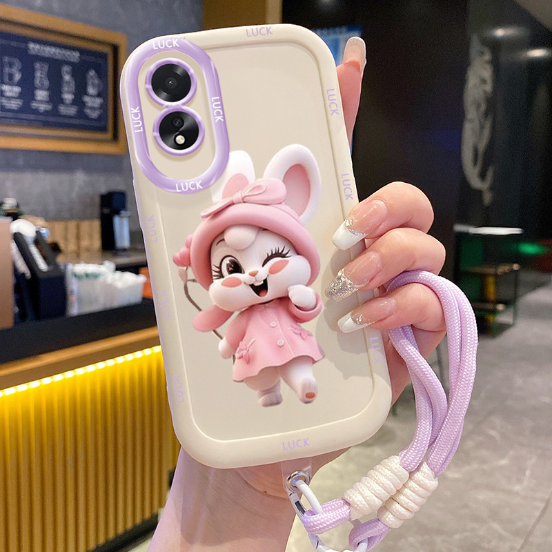 Ốp Lưng OPPO A18 A38 Case Thỏ Đáng yêu Với Lanyard