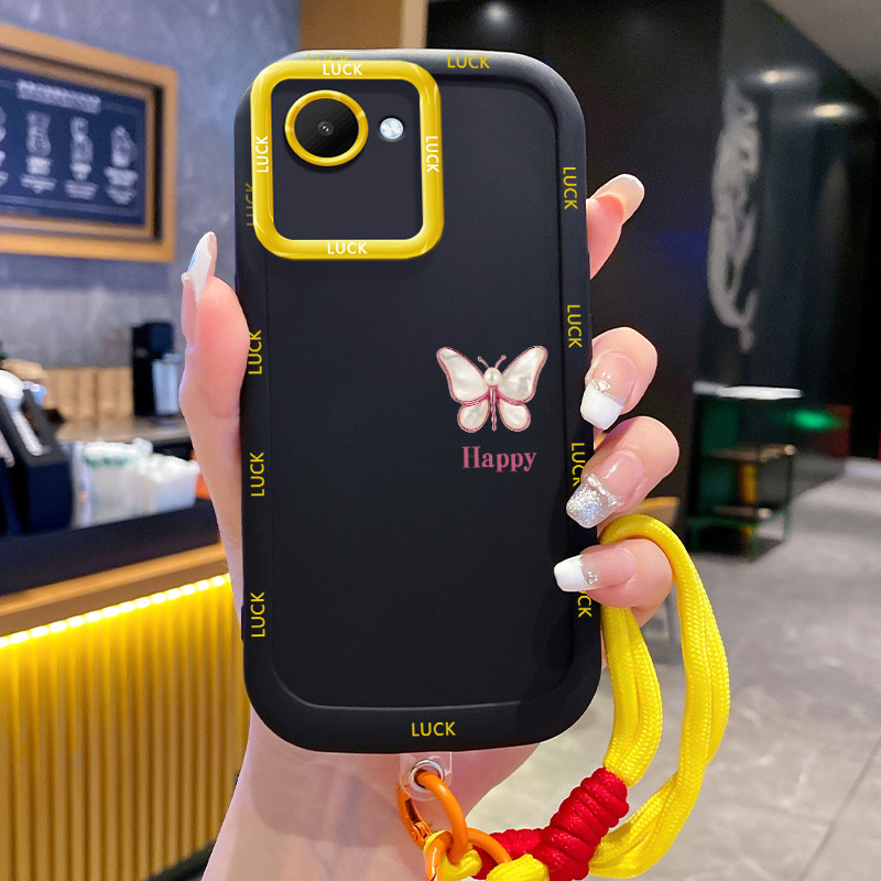 Ốp Lưng Realme C30 C30s Narzo 50i Prime Case Tối giản bướm Với Lanyard