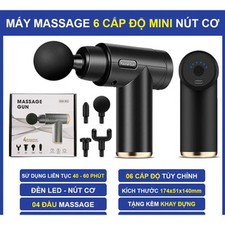 Máy Massage Cầm Tay Mini Fascial Gun Osk 802 Cao Cấp 4 Đầu Thay Thế Và 6 Cấp Độ Massage