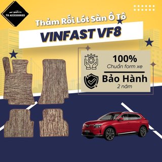 Thảm Lót Sàn Ô Tô Rối Cước VinFast VF8 Form Chuẩn Theo Xe - Chất liệu sợi PE  Chống Trượt - Full hàng ghế & cốp