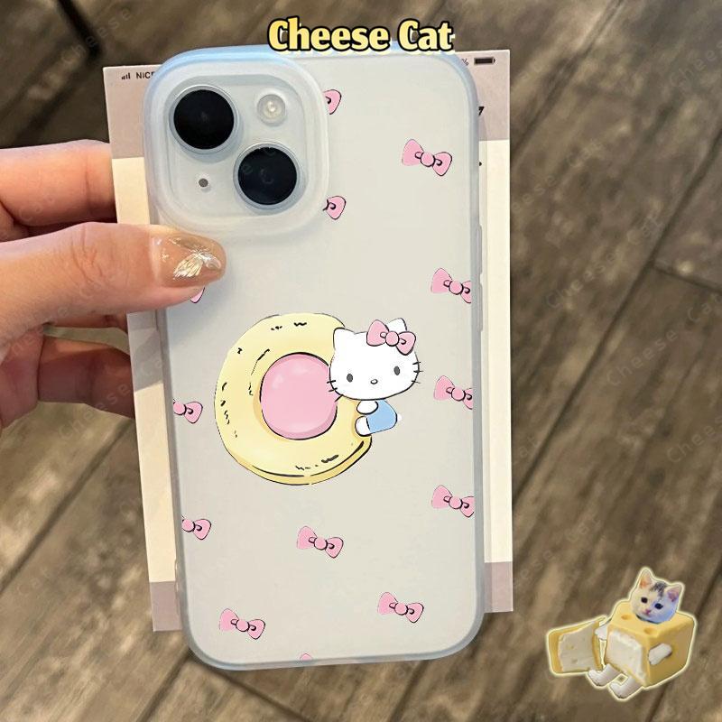 bánh rán Kitty Ốp màu hồng tương thích cho iPhone 15 14 13 12 11 16 17 Pro Max 7 Plus XR Xs Max 17 Air