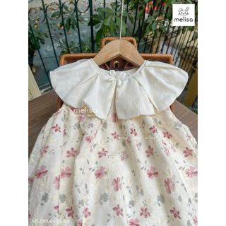 MLSDCC.6904 - Váy Melisa sát nách hoa hồng cổ kem size 1-10y