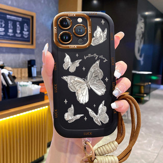 Ốp Lưng iPhone 14 14 Pro 14 14 Pro Max 15 15 Pro 15 Pro Max Case bướm đẹp nhỏ Với Lanyard