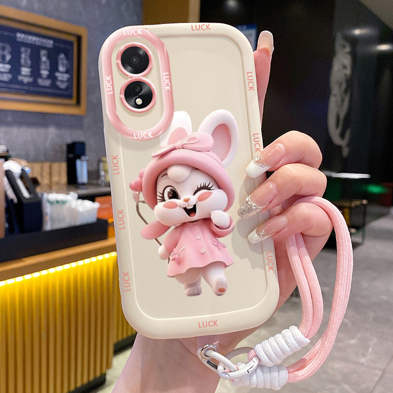 Ốp Lưng OPPO A18 A38 Case Thỏ Đáng yêu Với Lanyard