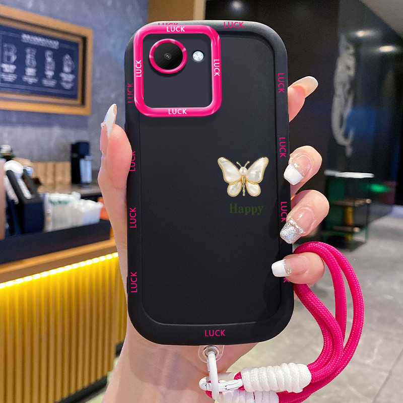 Ốp Lưng Realme C30 C30s Narzo 50i Prime Case Tối giản bướm Với Lanyard