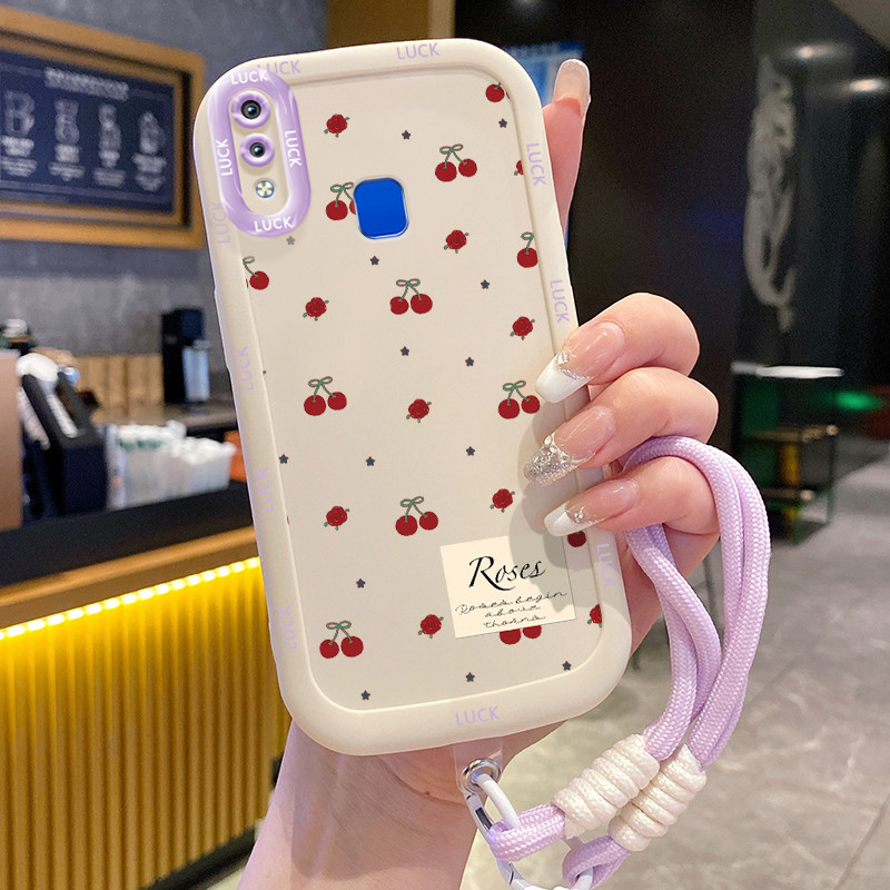 Ốp Lưng VIVO Y91 Y91i Y93 Y95 Y91C Y1S Y90 Case Cherry nhỏ Với Lanyard