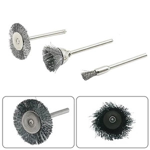 3 Bàn chải dây thép không gỉ Dụng cụ quay bánh xe Loại bỏ rỉ sét Đánh bóng