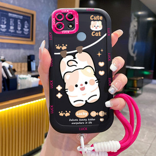 Ốp Lưng Realme C12 C15 C25 C25s C21Y C25Y Narzo 20 Narzo 30A Narzo 50A Case Hoạt hình Mèo Với Lanyard