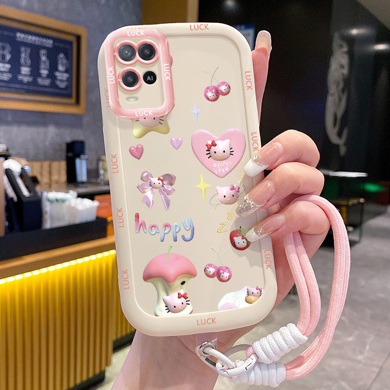 Ốp Lưng OPPO A54 4G Case Mèo đáng yêu Với Lanyard