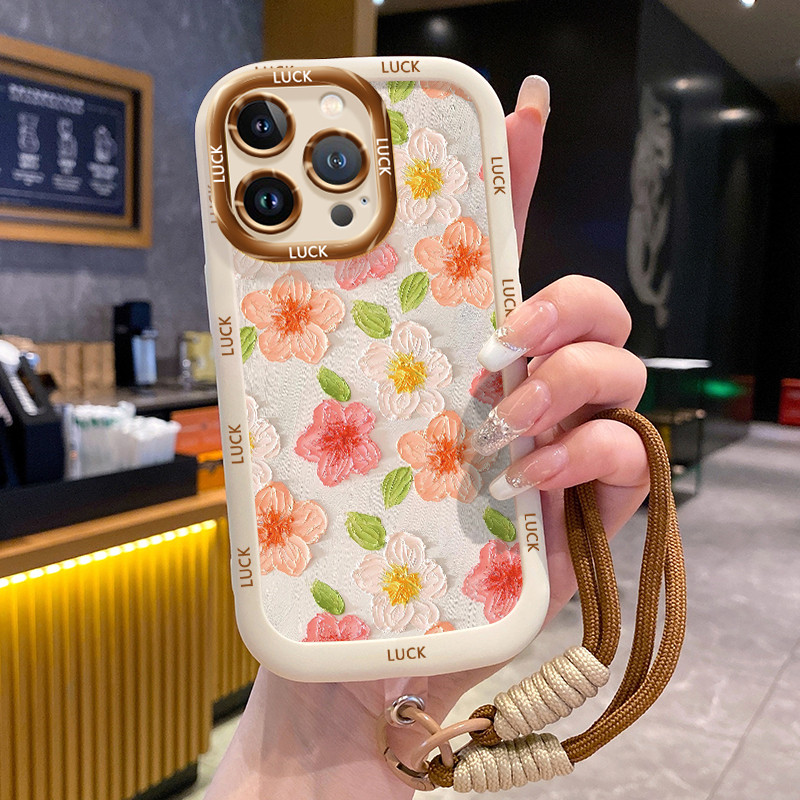 Ốp Lưng iPhone 11 11 Pro 11 Pro Max 12 12 Pro 12 Pro Max 13 13 Pro 13 Pro Max Case Với Lanyard Hoa Dễ thương