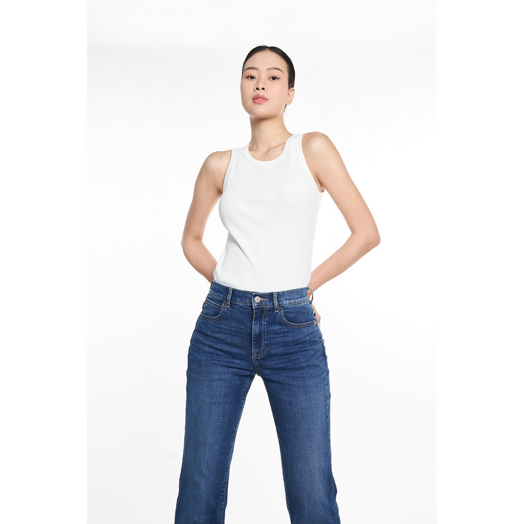 Quần Jean Nữ Ninomaxx Dáng Suông Xanh Dương RAWCORE DENIM Chất Vải Dày Độ Bền Cao Co Dãn Nhẹ 2508022