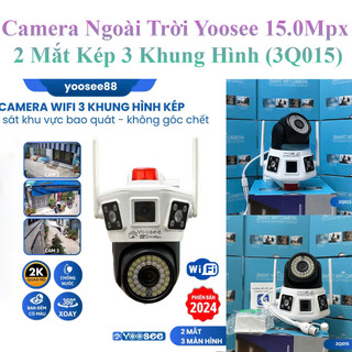 Camera Ngoài Trời Yoosee 15.0Mpx Siêu Cao Cấp 2 Mắt Kép 3 Khung Hình (3Q015) Có Hú Còi Báo Động Và Đàm Thoại 2 Chiều