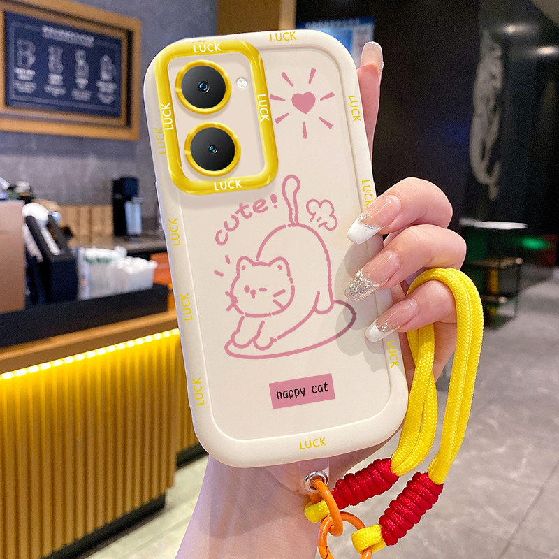 Ốp Lưng VIVO Y03 Y03T Y18 Y18E Y18I Y18T Y28s 5G Y37 5G Case Chó Dễ thương Với Lanyard