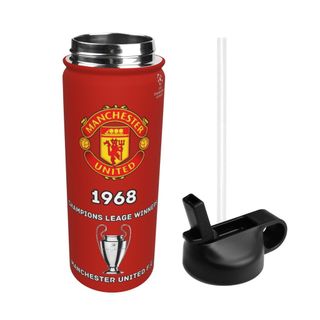 Chai nước cách nhiệt dung tích lớn Manchester Uniteds FC có ống hút18OZ, chai nước thể thao 500ML, du lịch, thép không gỉ