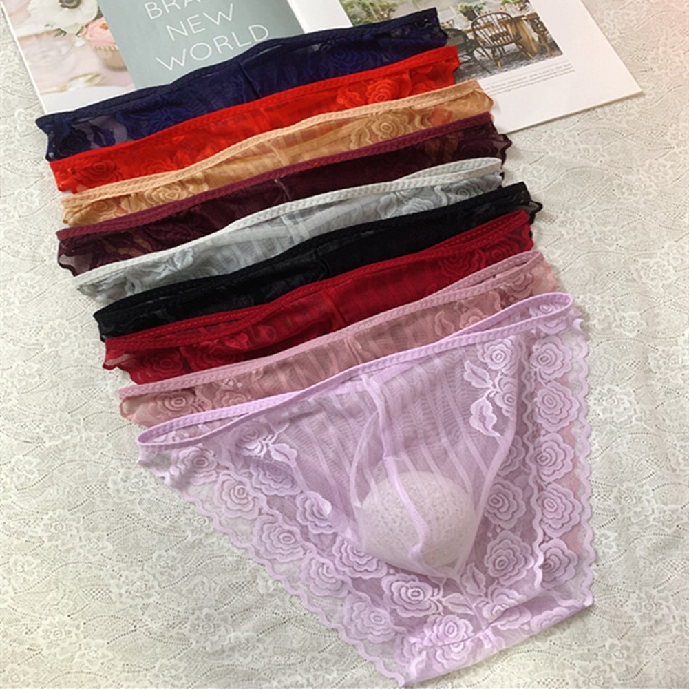 COSYH - Quần Chíp Nam Ren Lưới Sheer với Túi Bổ Sung