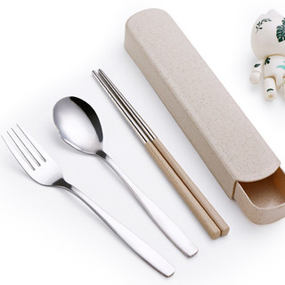 Bộ Muỗng Đũa Nĩa Inox Lúa Mạch Có Hộp Đựng Tiện Lợi