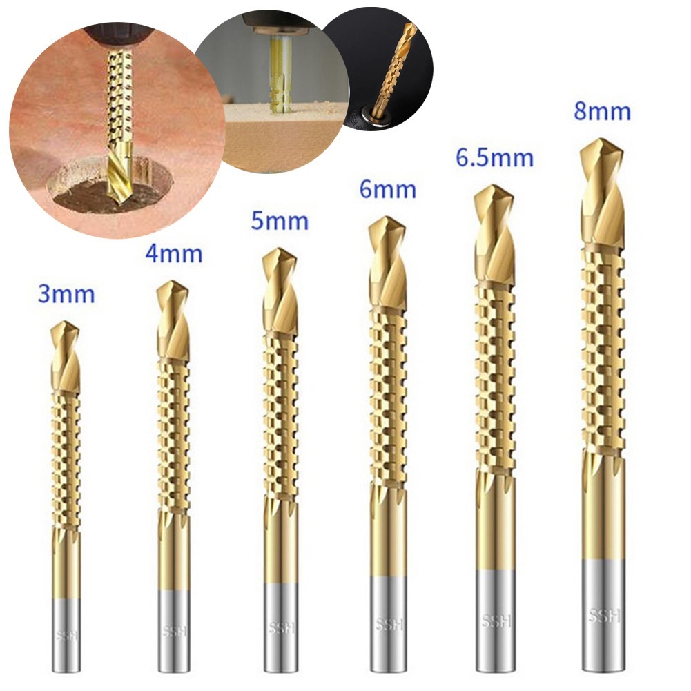 [TOP] 6 Mũi khoan Titan HSS Vít xoắn ốc Cắt lỗ 3-8mm