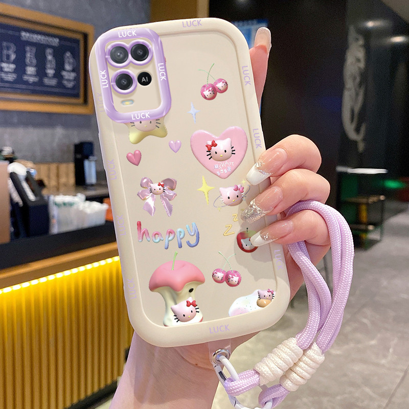 Ốp Lưng OPPO A54 4G Case Mèo đáng yêu Với Lanyard