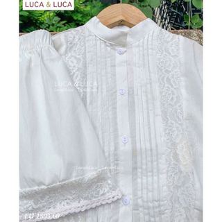 LUBCC.1803 - Bộ Luca áo sơ mi trắng + chân váy trắng ren size 2-12y