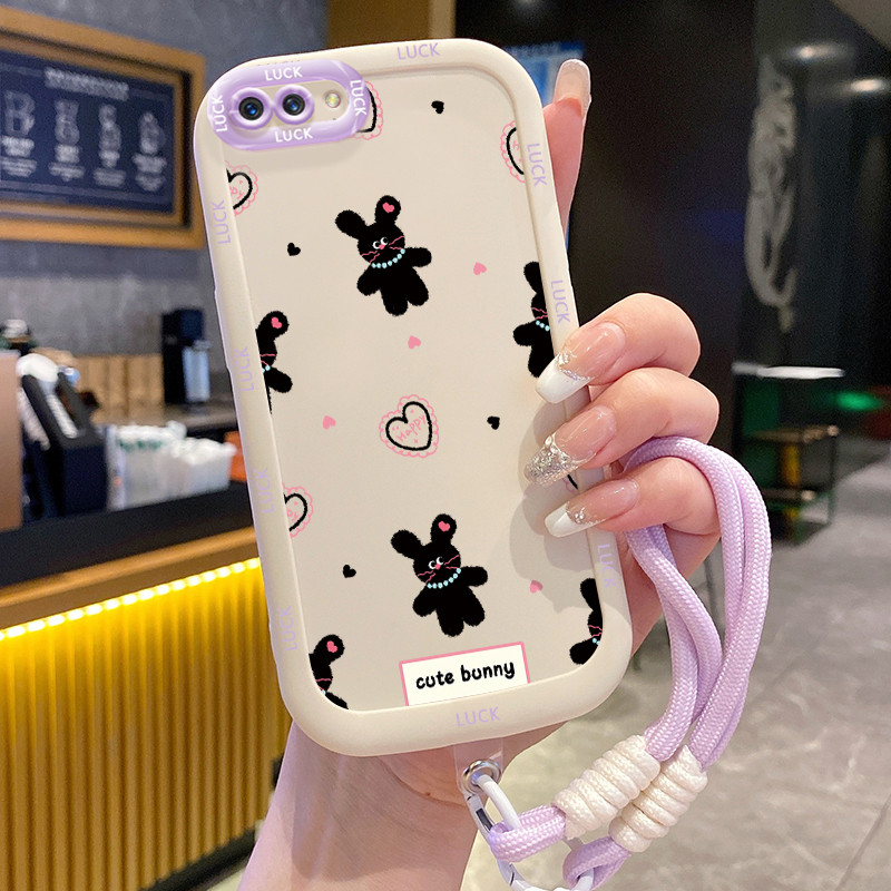 Ốp Lưng OPPO A5 A3s A12E Realme C1 Case Thỏ đáng yêu Với Lanyard