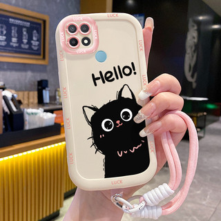 Ốp Lưng OPPO A15 A15s A35 4G Case Mèo Hoạt hình Với Lanyard