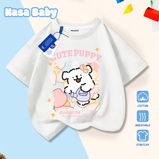 [Giao hàng trong ngày] Áo thun Cotton trắng thoáng khí cho trẻ em Họa tiết hoạt hình không khí 3-16 tuổi Áo sơ mi ngắn tay dáng rộng thông thường