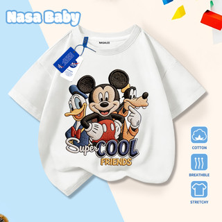 [Giao hàng trong ngày] Thương hiệu nổi tiếng Trẻ em Cotton đen thoải mái tay ngắn in hình Mickey dễ thương 3-16 tuổi Áo thun thường ngày cho bé trai bé gái