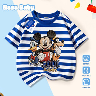 [Giao hàng trong ngày] Thương hiệu nổi tiếng Trẻ em Cotton đen thoải mái tay ngắn in hình Mickey dễ thương 3-16 tuổi Áo thun thường ngày cho bé trai bé gái