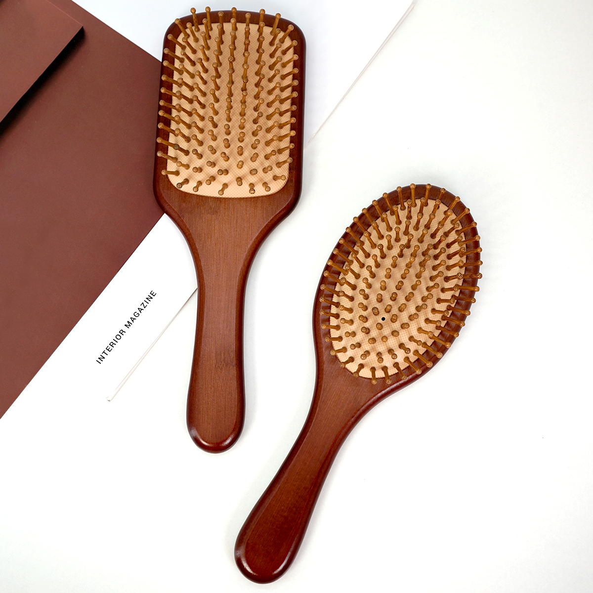 Bàn chải tóc tre đệm không khí, Lược Massage chống sương mù & da đầu, Detangler bằng gỗ tự nhiên
