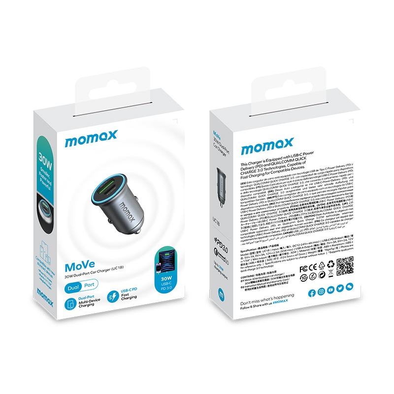 Ảnh Củ sạc ô tô Momax MoVe 30W Dual-Port Car Charger 1