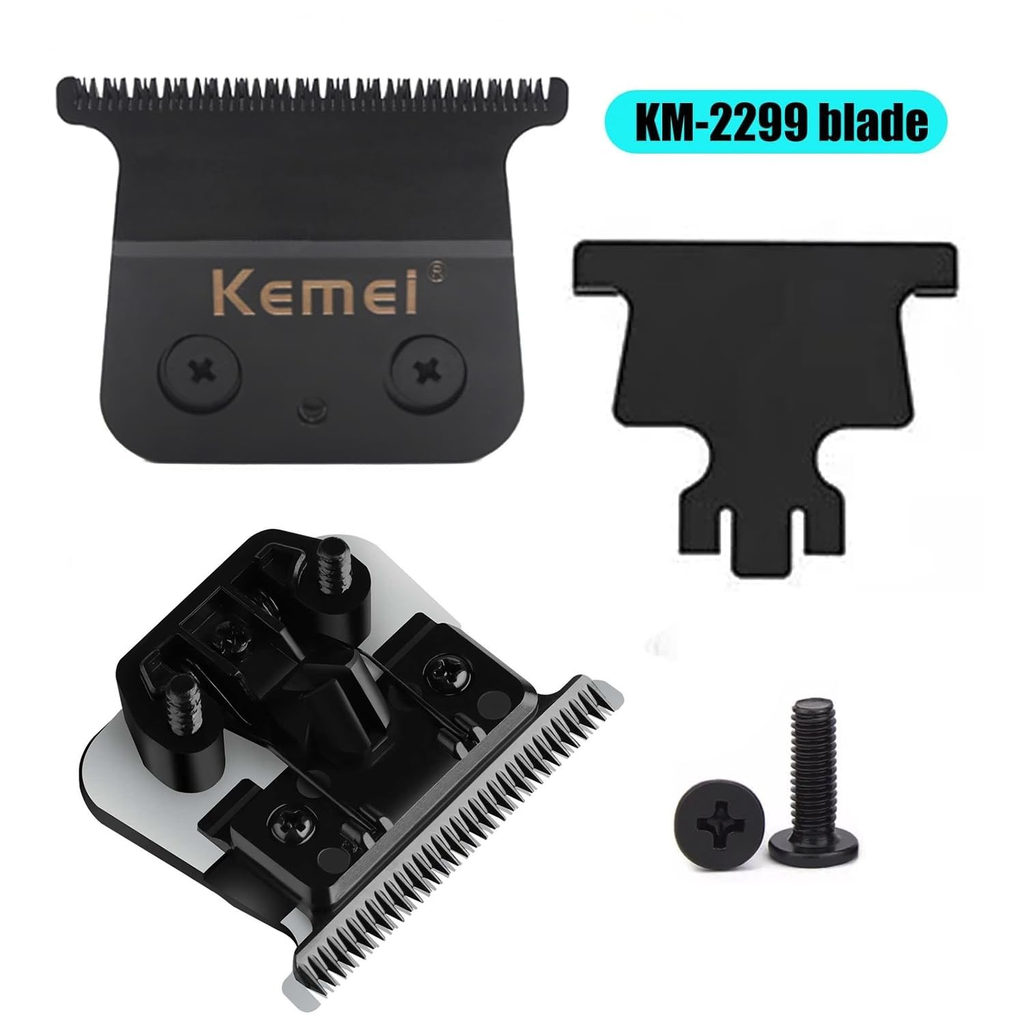 Lưỡi dao thay thế cho máy cắt tóc chuyên nghiệp KEMEI 2299, đầu kim loại bột, lưỡi tỉa tóc hình chữ T, sắc bén và bền.