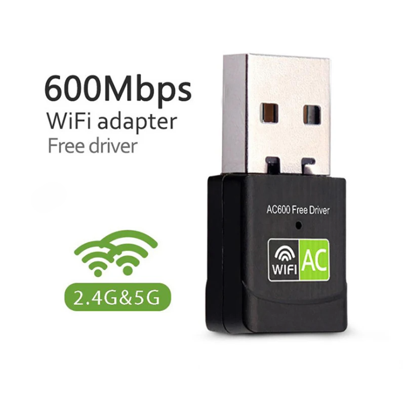 Bộ chuyển đổi WiFi USB 600Mbps 2.4G 5GHz Ăng-ten Ethernet Trình điều khiển miễn phí AC cho máy tính để bàn Cửa sổ máy tính xách tay | BigBuy360 - bigbuy360.vn