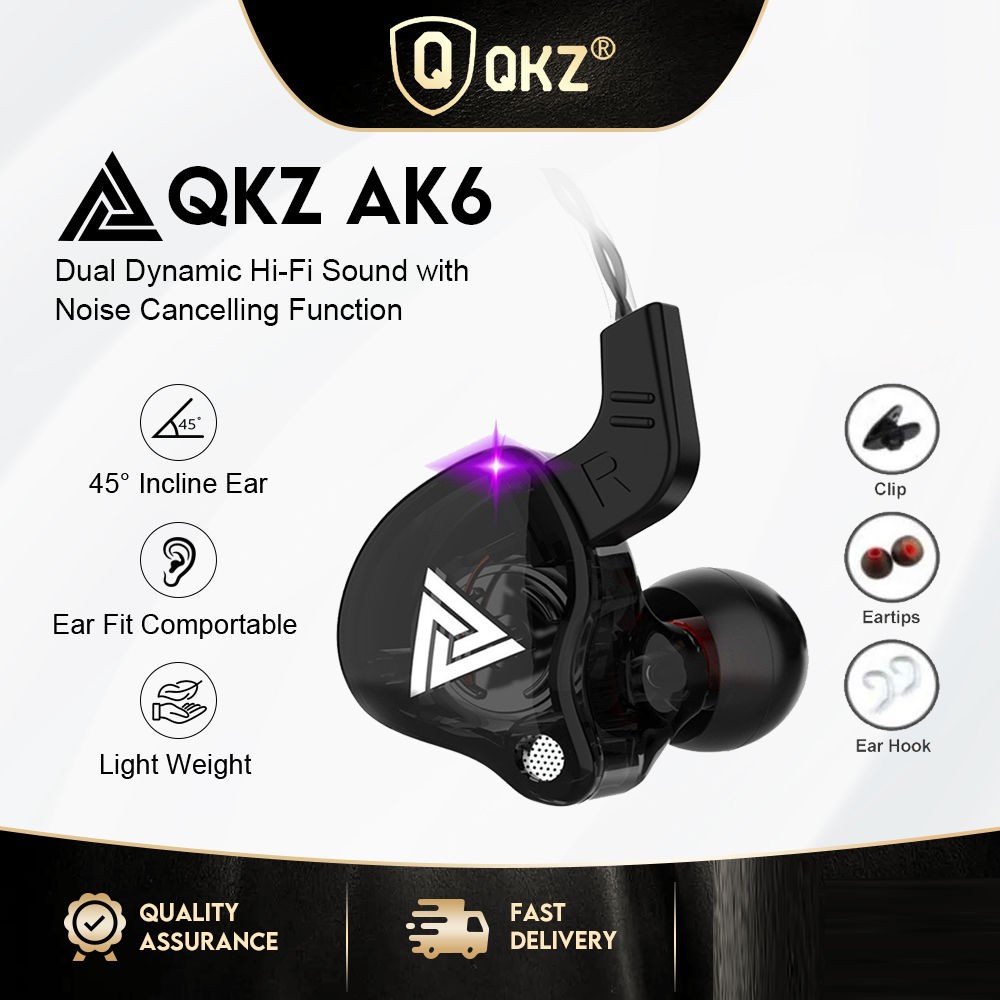 QKZ AK6 - Tai nghe thể thao AK6-X Tai nghe năng động chất lượng cao có micrô Phiên bản nâng cấp Tai nghe Bass