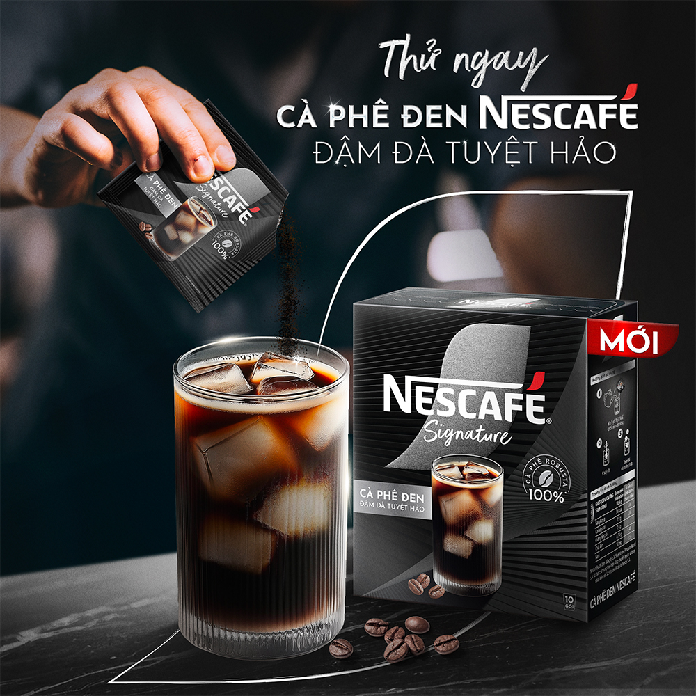 Cà phê đen hòa tan NESCAFÉ Signature Hộp 10 gói ĐẬM ĐÀ TUYỆT HẢO