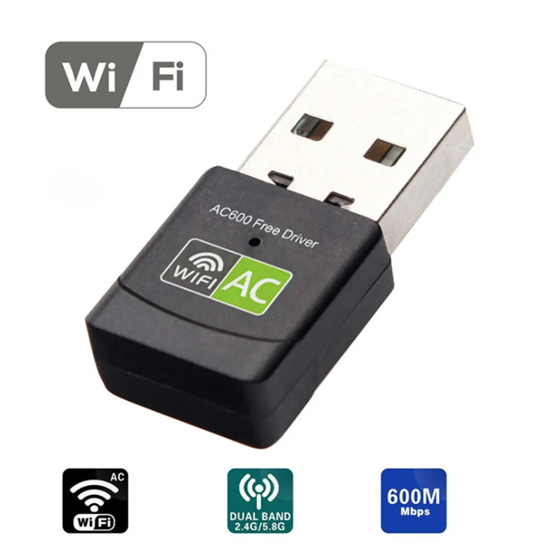 Bộ chuyển đổi WiFi USB 600Mbps 2.4G 5GHz Ăng-ten Ethernet Trình điều khiển miễn phí AC cho máy tính để bàn Cửa sổ máy tính xách tay | BigBuy360 - bigbuy360.vn