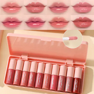 Bộ 10 thỏi son bóng ngọc trai New Trendy, son dưỡng môi lâu trôi, có độ ẩm cao, đáng yêu với lớp son mịn màng và lớp hoàn thiện bóng như gương, không bám chén.