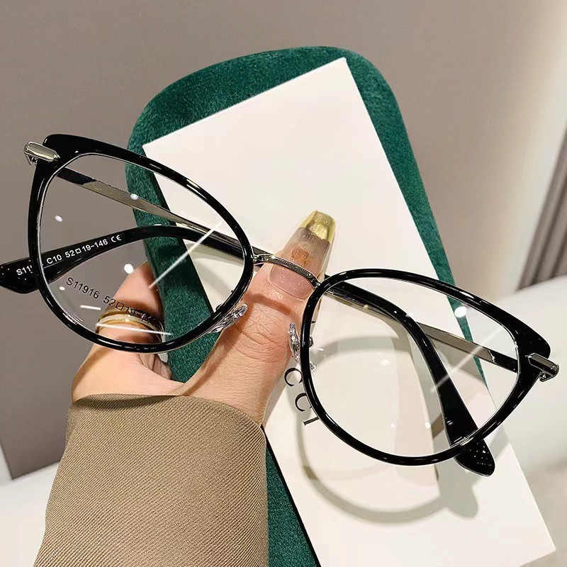 Chặn ánh sáng xanh Ống kính có thể thay thế Kính máy tính Khung kim loại nửa Unisex Chống bức xạ | BigBuy360 - bigbuy360.vn