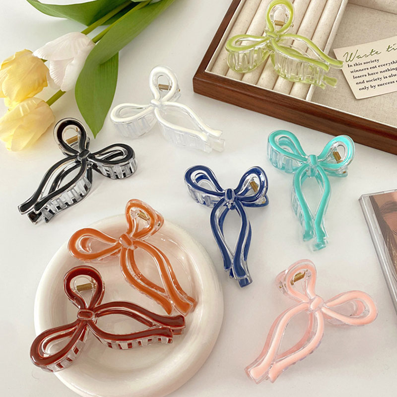 Kẹp Tóc Càng Cua Hình Chiếc Nơ Bằng  Acrylic Màu Thạch Phong Cách Hàn Quốc Phụ Kiện Tóc Nữ Empoli