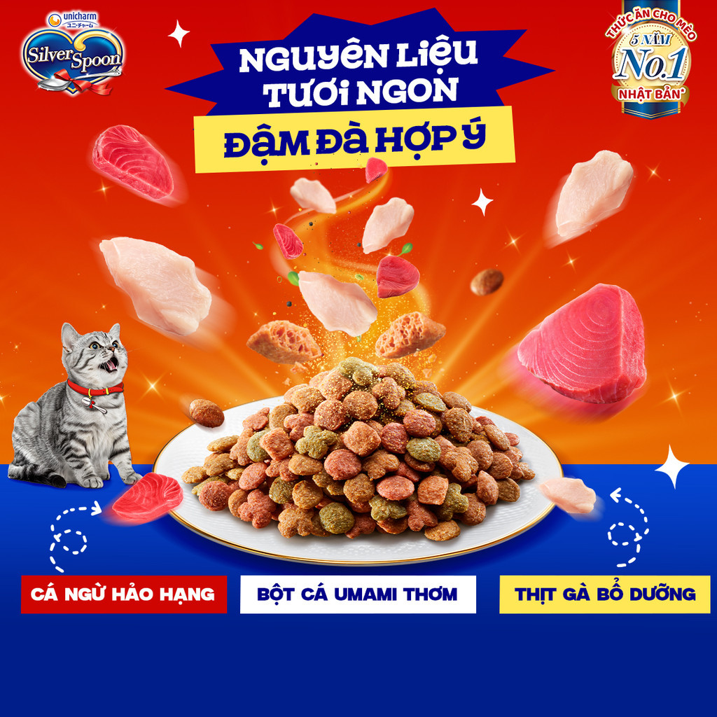 Ảnh Thức ăn hạt giảm nôn trớ - hỗ trợ ăn ngon cho mèo mọi lứa tuổi từ Nhật Bản Silver Spoon - vị cá/gà - 800g/1kg 3
