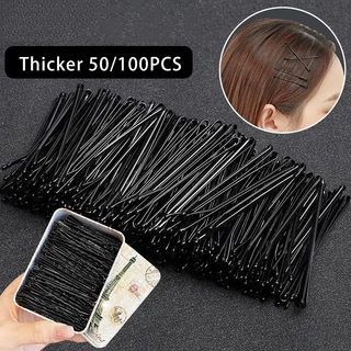 50 / 100 Chiếc Kẹp Tóc Màu Đen Đơn Giản Nổ Giá Đỡ Cho Nữ Đa Năng Bên Phụ Kiện Tóc Bộ