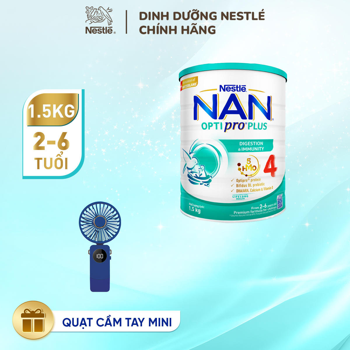 Ảnh Sữa bột Nestlé NAN OPTIPRO PLUS 4 1500g/lon với 5HMO Giúp tiêu hóa tốt 2