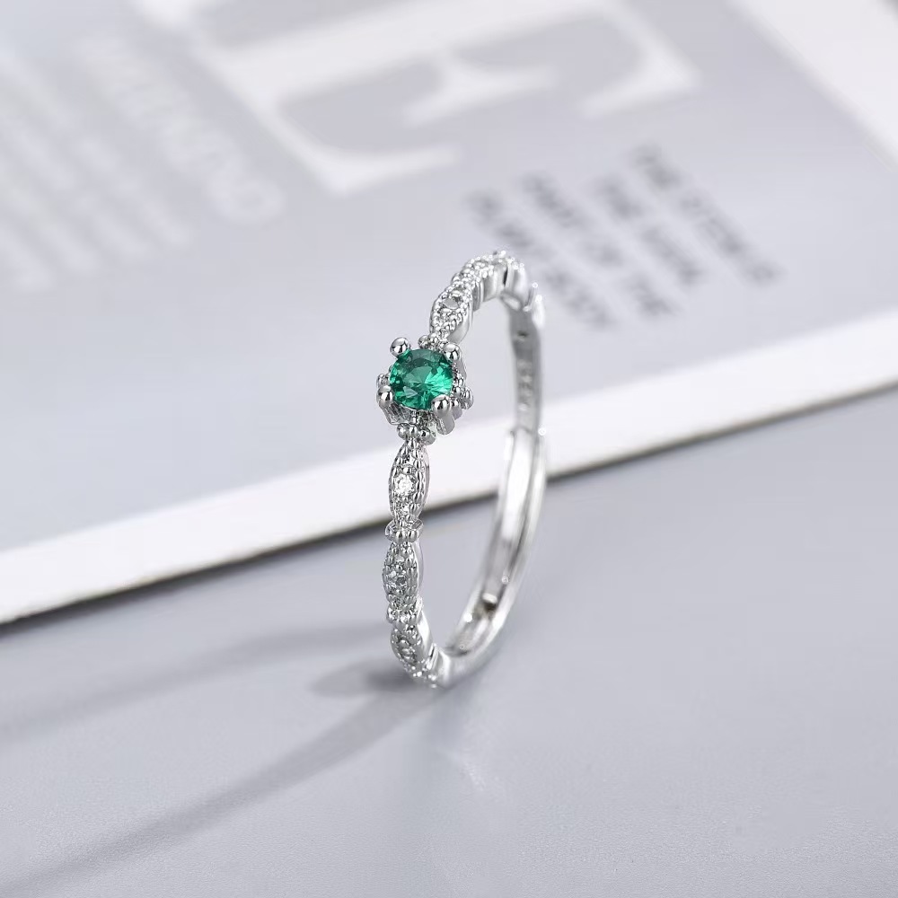 Product image Nhẫn bạc điều chỉnh với đá xanh - quà cưới thanh lịch dành cho nữ