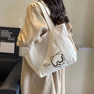 Túi tote túi vải canvas Choice QV 96 có ngăn phụ túi đeo vai đựng vừa khổ A4 laptop