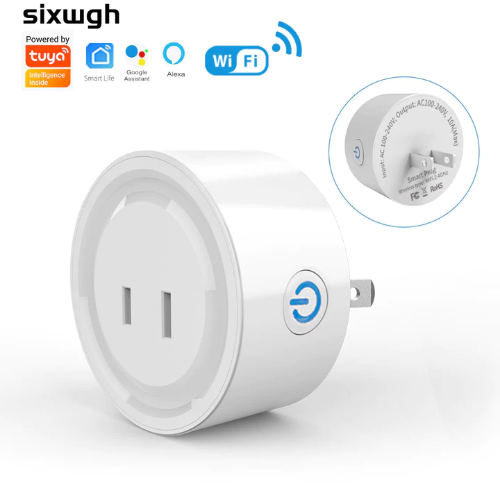 Hoạt động với ổ cắm WiFi Tuya, ổ cắm thông minh, phích cắm dẹt 2 chấu, hỗ trợ công tắc, ứng dụng Smart Life, hỗ trợ điều khiển giọng nói Alexa, Google Home.