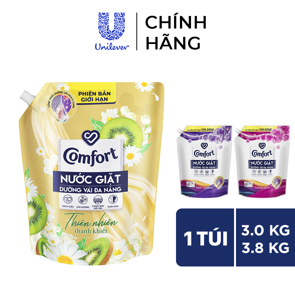 Ảnh Nước Giặt Comfort Dưỡng Vải Đa Năng 3.0KG/ 3.8KG (Thiên nhiên Thanh Khiết / Thanh Lịch/ Thời Thượng) 2