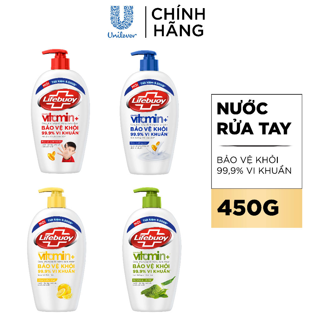 Nước rửa tay Lifebuoy Bảo vệ khỏi vi khuẩn 450gr (Chai)