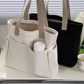 Túi vải canvas dung tích lớn dành cho nữ lớp mua sắm giải trí 2024 túi đựng sách cầm tay mới phù hợp với mọi trận đấu