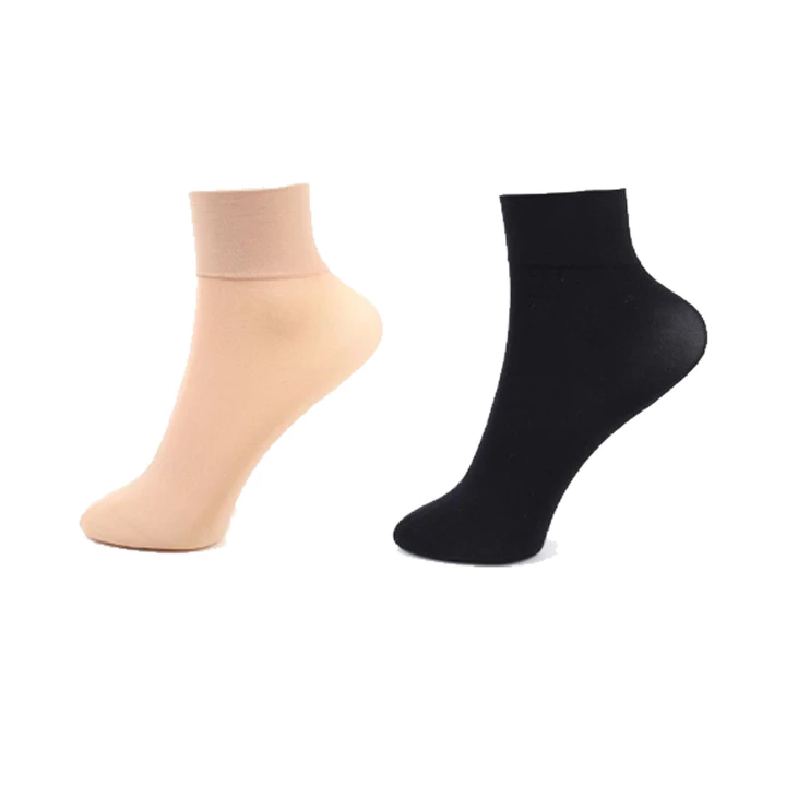 Vớ nữ trong suốt mới - Vớ chống chạy giữa bắp chân (Đen/Da) với đầu vớ gia cố và phần trên thoải mái rộng rãi.