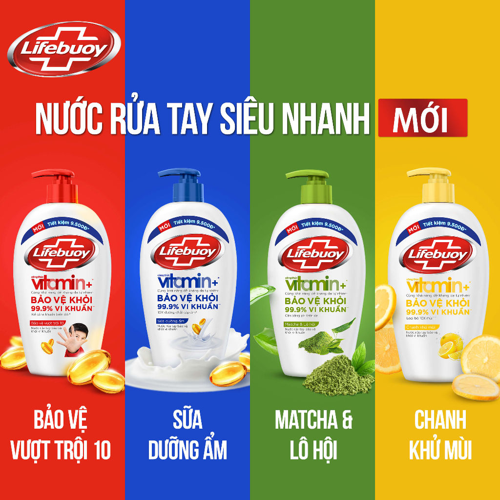 Nước rửa tay Lifebuoy Bảo vệ khỏi vi khuẩn 450gr (Chai)